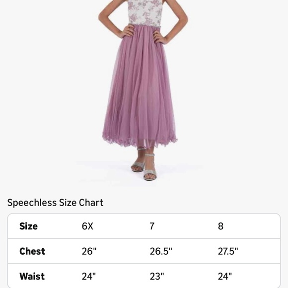 Amazon Speechless Girls’ Ivory/Lavender Dress Size 7 - Picture 5 of 5